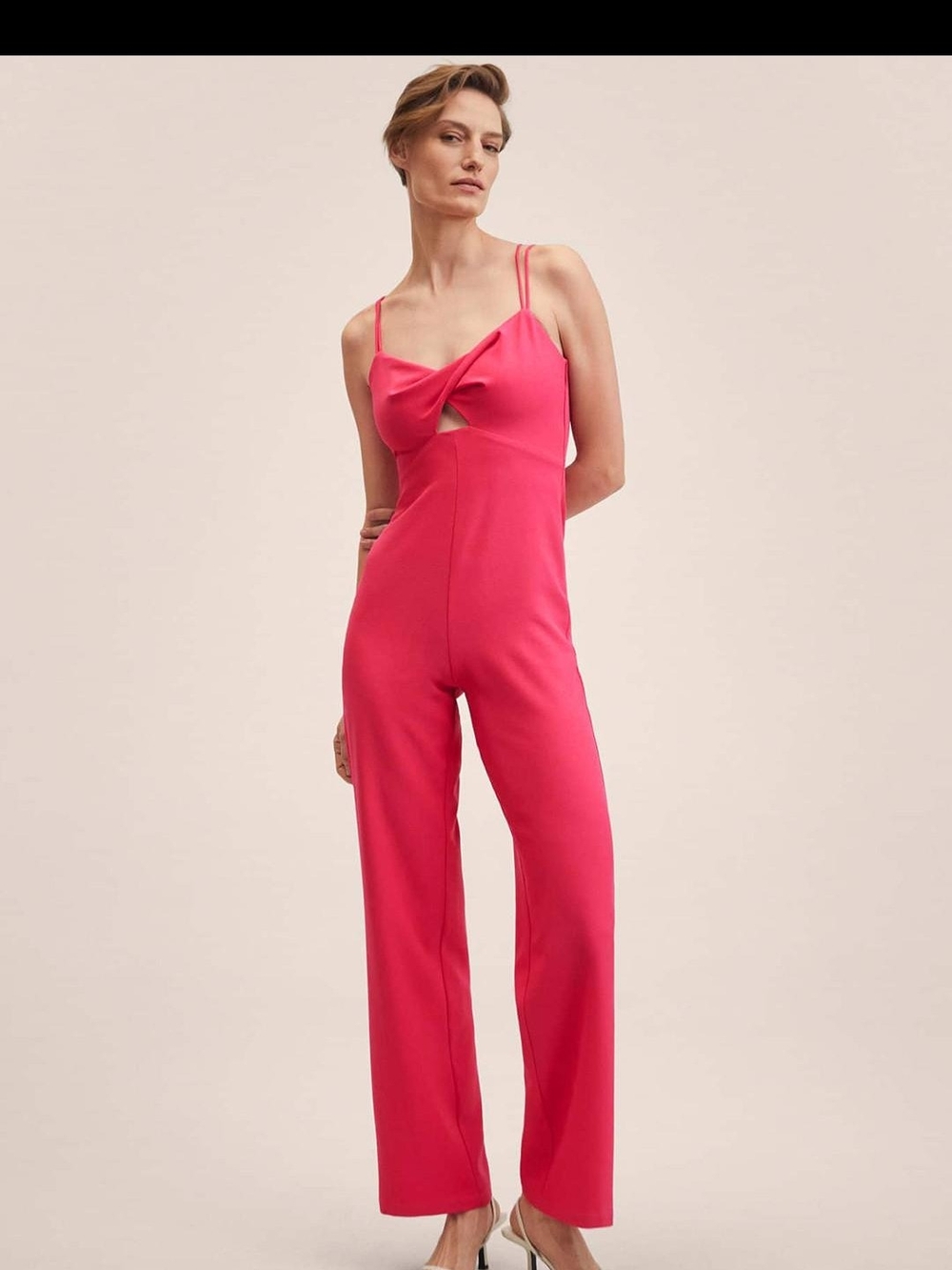 Mango Hot Pink Cut Out Jumpsuit